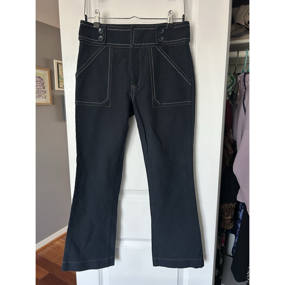 Derek Lam 10 Crosby Dark Wash Jeans Size 4 Cropped Flare Stitched Pockets